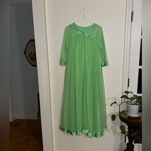 Gossard Artemis Vintage 60’s Seafoam Green 1104 Nightgown Robe Set In Nylon